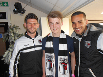New Histon Mariner youth protg Ed Bateman is welcomed by Paddy Mc and Paul Bignot.