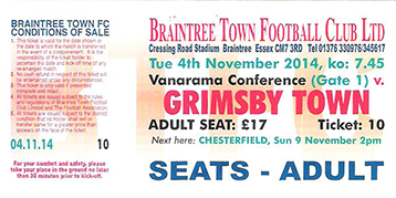 Braintree Town v GTFC Ticket