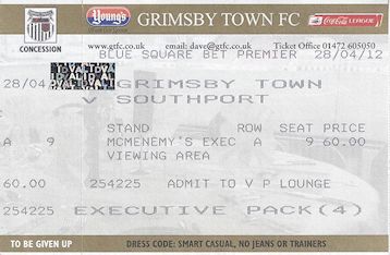 GTFC v Southport Ticket
