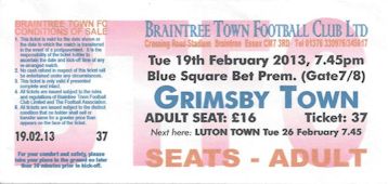 Braintree V Grimsby Town Ticket