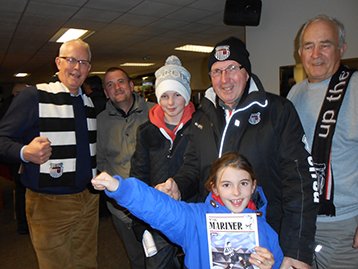 Provisions Director Brian with Pete, John Boy (with his Leeds rather than Scunny Headgear), Ray the Fish, the President and an excitable Sophie.