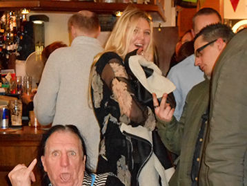 Izzy Gee looks terrified of the Crowman, whilst Kieron orders two cokes.