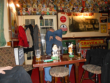 Long-standing Mariner, Dick Tabor can hardly bear the tension at the Red Lion as the kick-off approached.