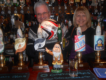 J.T. and Lynne celebrate the launch of Bateman's Black & White surprisingly the Gaffer was on hand to offer help.