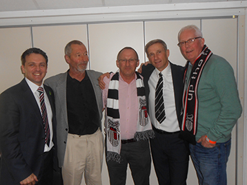 Dave Smith, The Chairman, the Dean of Fitness, John Fenty and Agony Aunt Brian after successful pre-match discussions.