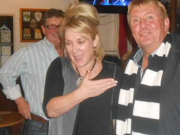 The Brick in a state of ecstacy continues to discuss tactics, at the No2 Bar.