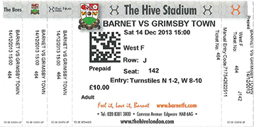 Barnet v GTFC Ticket