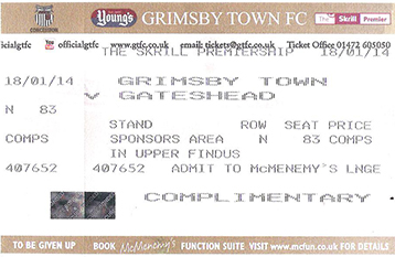 GTFC v Gateshead Ticket
