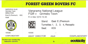Forest Green V GTFC Ticket