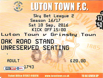 Luton Town v GTFC Ticket
