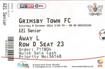 Exeter City v GTFC Ticket