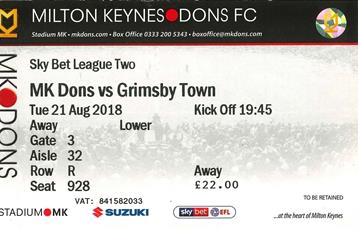 M.K.Dons v GTFC Ticket