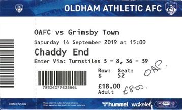 Oldham Athletic v GTFC Ticket