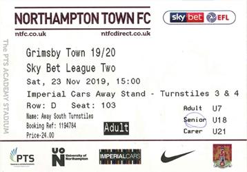 Northampton Town v GTFC Ticket