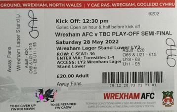 Wrexham v GTFC Ticket