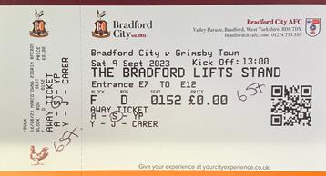 Bradford City v GTFC Ticket